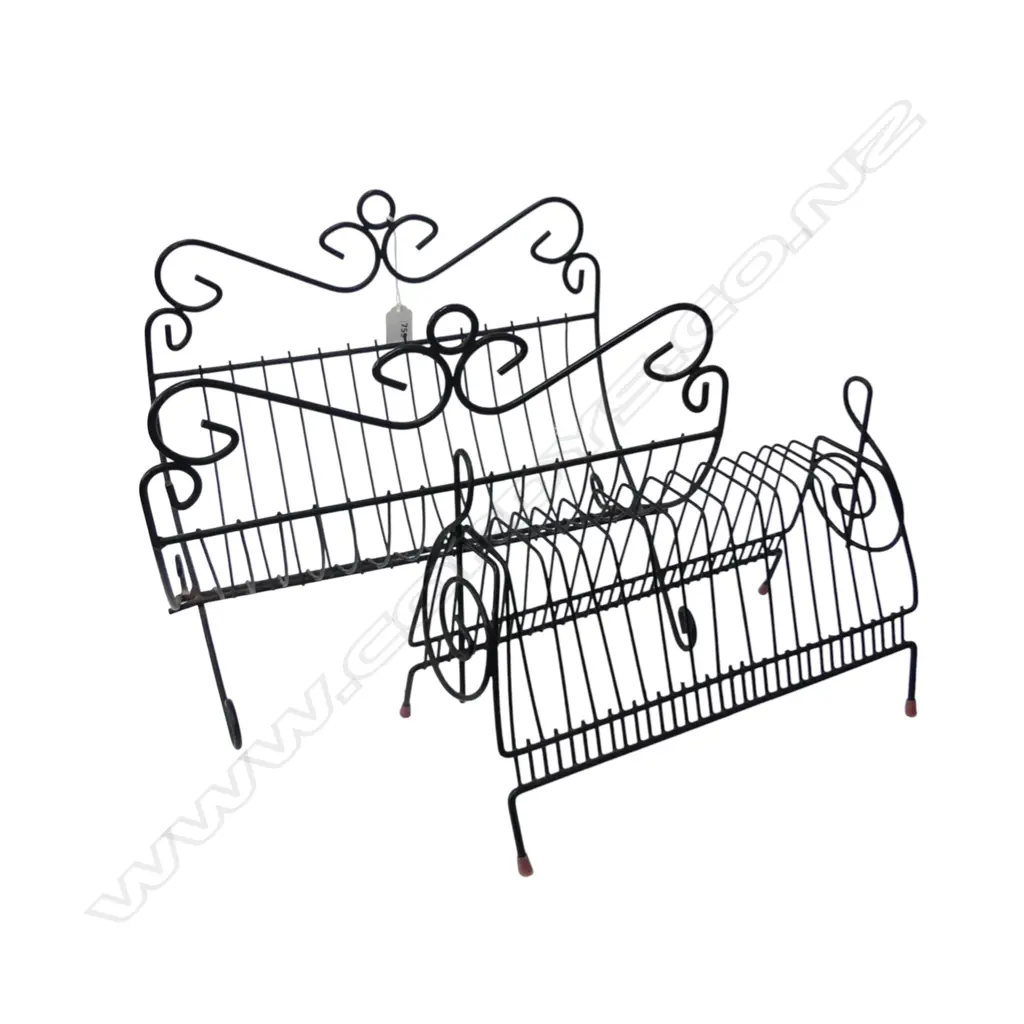 2 BLACK METAL WIRE MAGAZINE RACKS W.410mm Image 1++