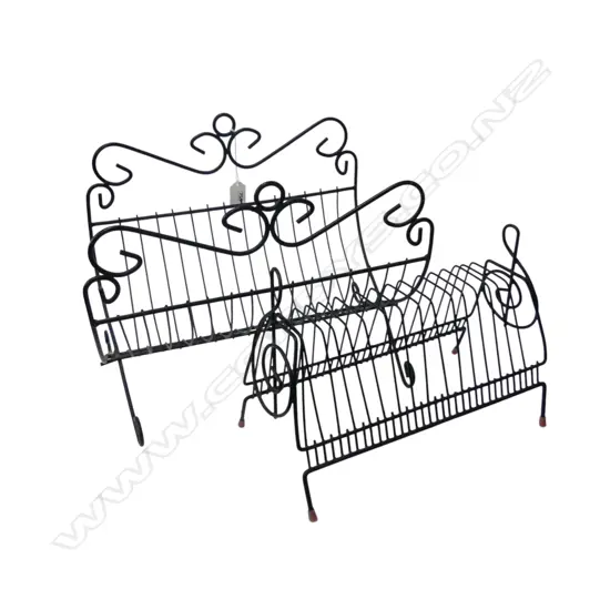 2 BLACK METAL WIRE MAGAZINE RACKS W.410mm