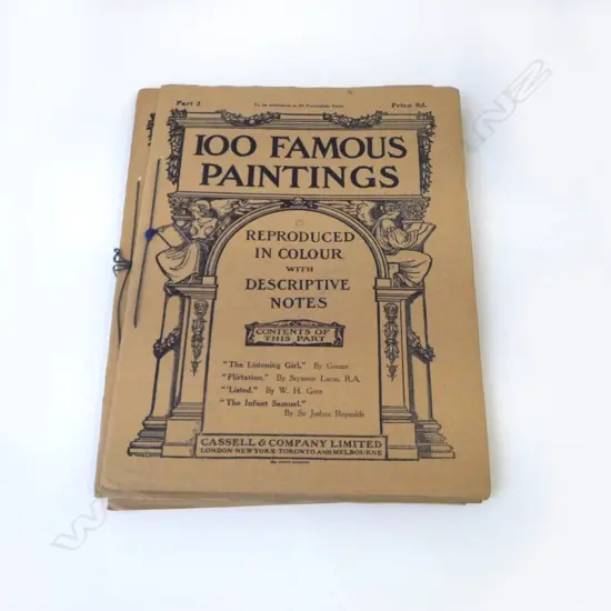 FIVE ANTIQUE CASSELL & CO ‘100 FAMOUS PAINTINGS’ REPRODUCED COLOUR PRINTS PART 3-8, C.1912, L.390MM 