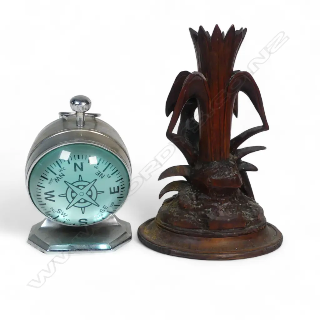 ELGIN MANTLE CLOCK H150 & CONT CARVED WOOD BIRD VASE H230MM Image 1++
