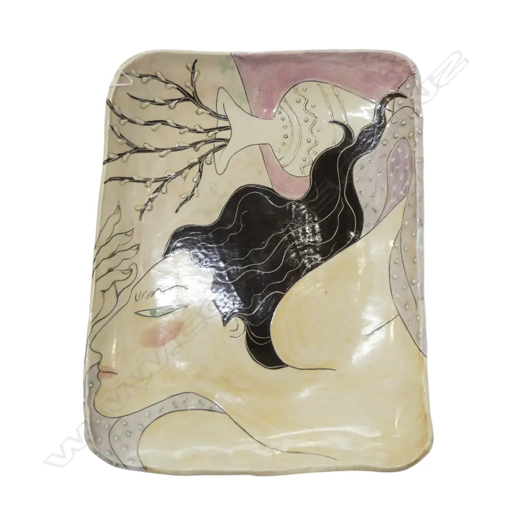 LG FAYE NAKAMURA STUDIO POTTERY PLATTER 410x530mm Image 1++