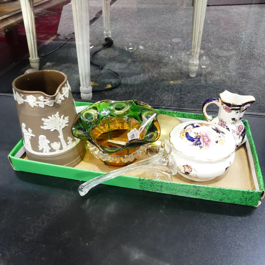 2 WEDGWOOD PCES + MASON'S + OLD PEACOCK GLASS BOWL ETC Image 1++