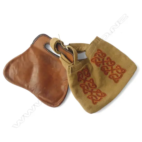 2 VINTAGE HANDBAGS: Anna McNeil 'Harris Tweed' Scottish Highlands Celtic + handmade leather bag