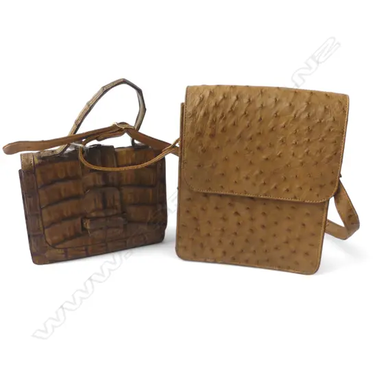 2 VINTAGE ANIMAL LEATHER HANDBAGS 