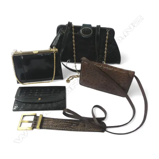 4 VINTAGE PURSE/HANDBAGS + BRACELET ? ALL LEATHER