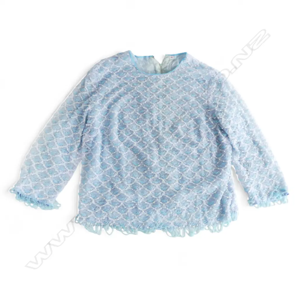 VINTAGE LACE EVENING TOP with pearl & beaded detail. Labelled size 40 Image 1++