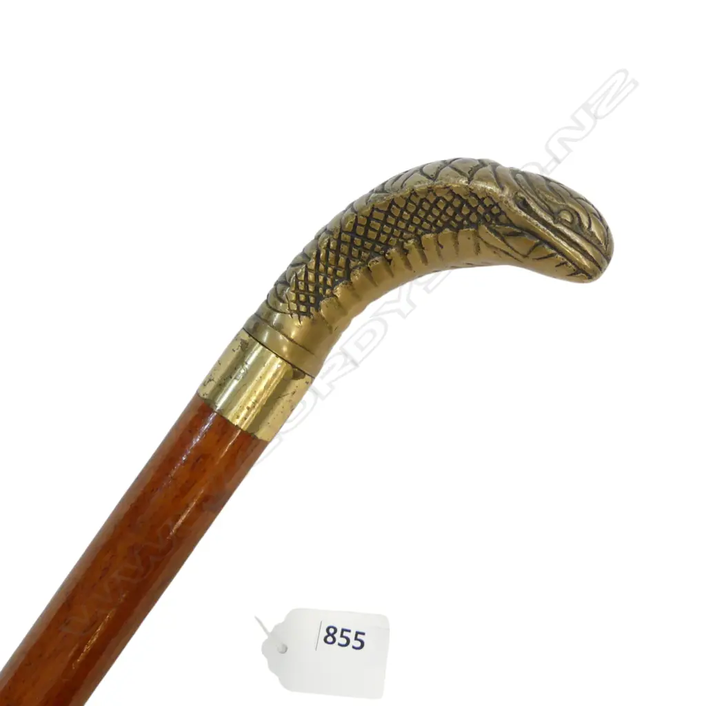 BRASS COBRA HANDLE WALKING STICK L.875mm Image 1++