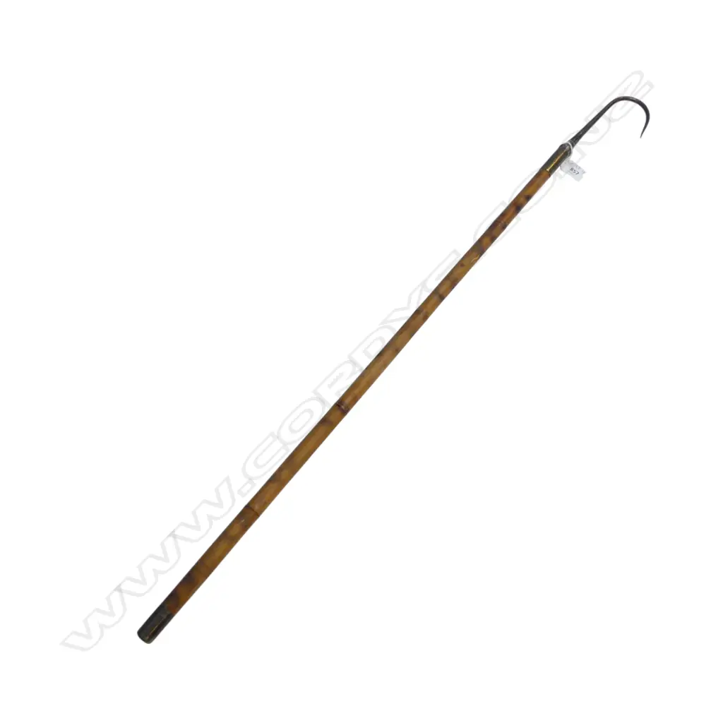 OLD STEEL + BRASS + BAMBOO HANDLE FISHING GAF L.900mm Image 1++