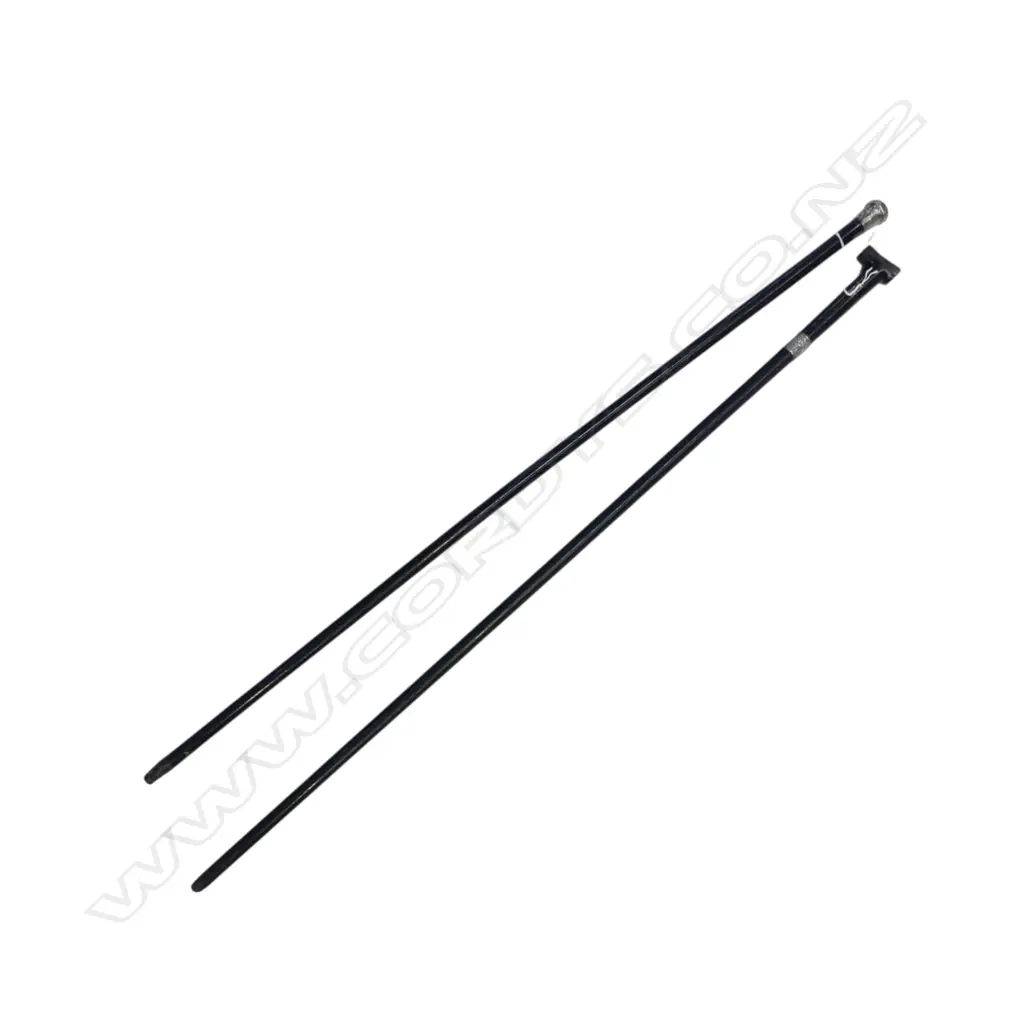 STG SILVER CAPPED WALKING STICK + WALKING STICK w. SILVER COLLAR H.920mm Image 1++