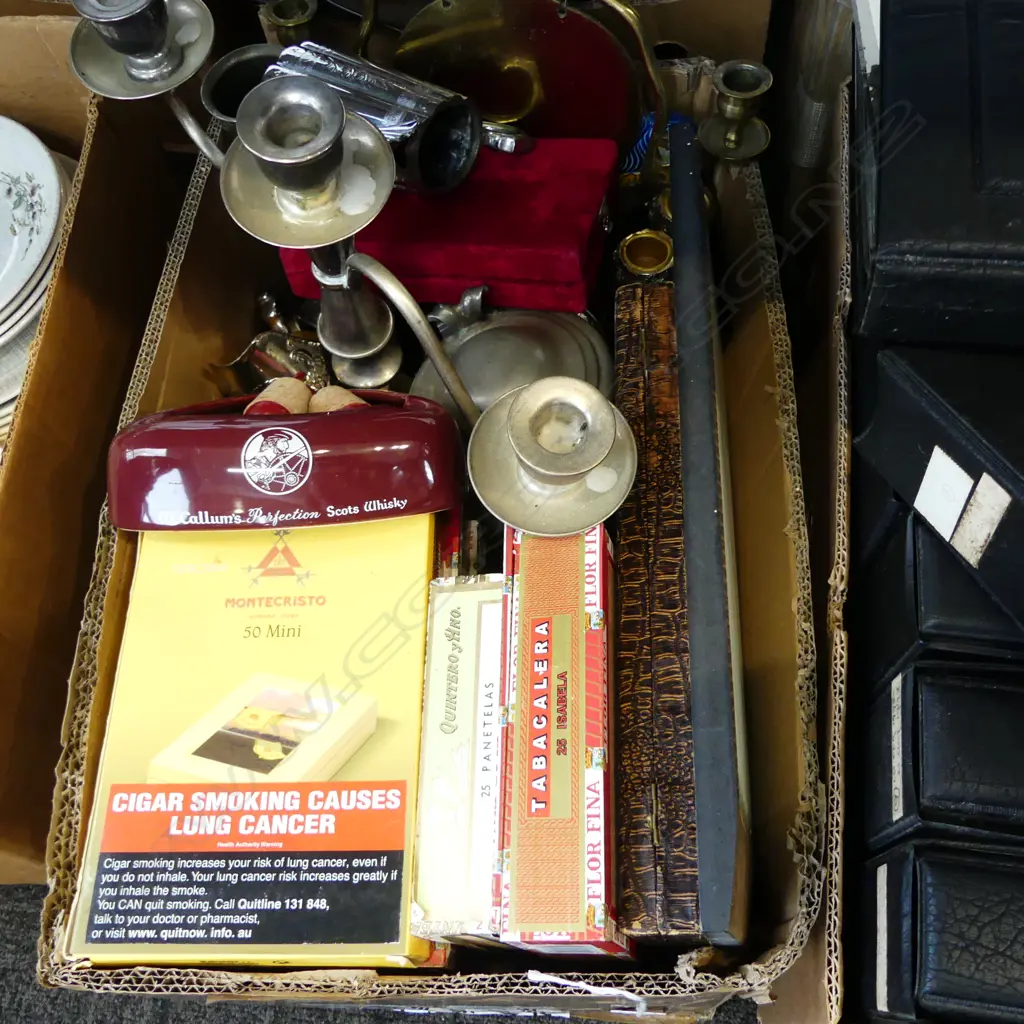 ASST. SILVER PLATE, CUBAN TOBACCO BOXES ETC Image 1++