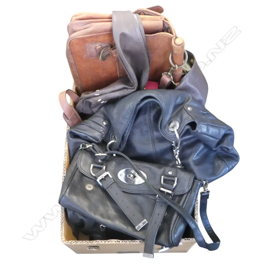 5 LEATHER HANDBAGS (1 OROTON) & LEATHER BRIEFCASE Image 1++