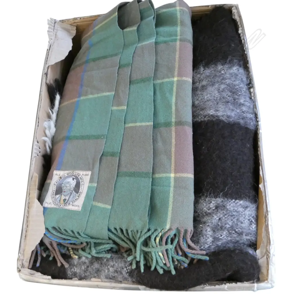 4 BLANKETS (1 cot size) & CUSHION (Kaiapoi blanket sml holes & thin) Image 1++