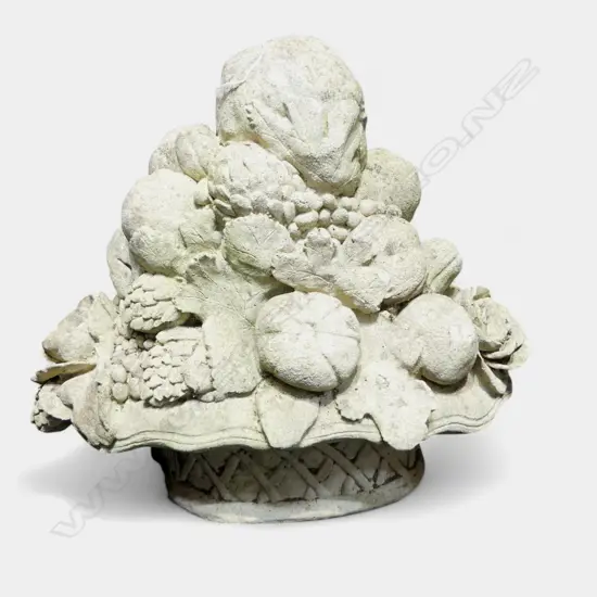 CONCRETE BASKET OF FRUIT/FLOWERS GARDEN ORNAMENT, 360 x 360mm