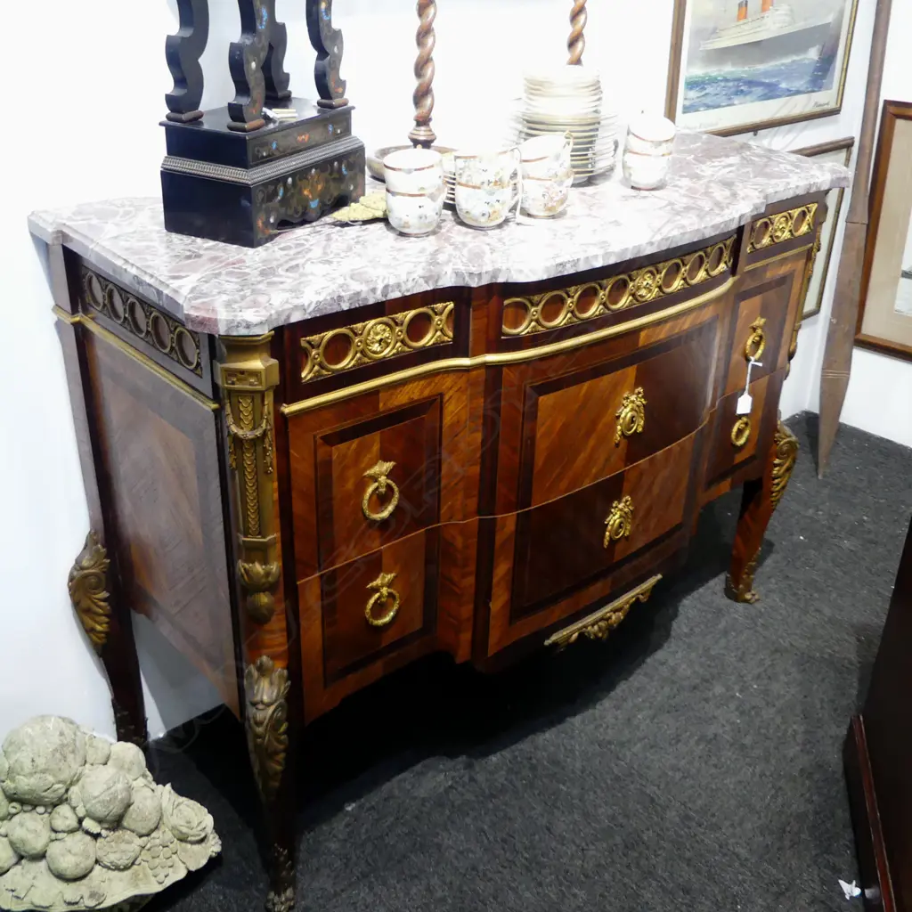 FRENCH STYLE SIDEBOARD, MARBLE TOP REPAIRED 1280x545x940mm Image 1++