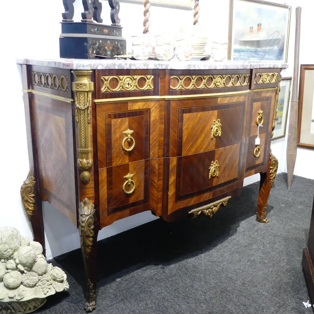 FRENCH STYLE SIDEBOARD, MARBLE TOP REPAIRED 1280x545x940mm Image 1++