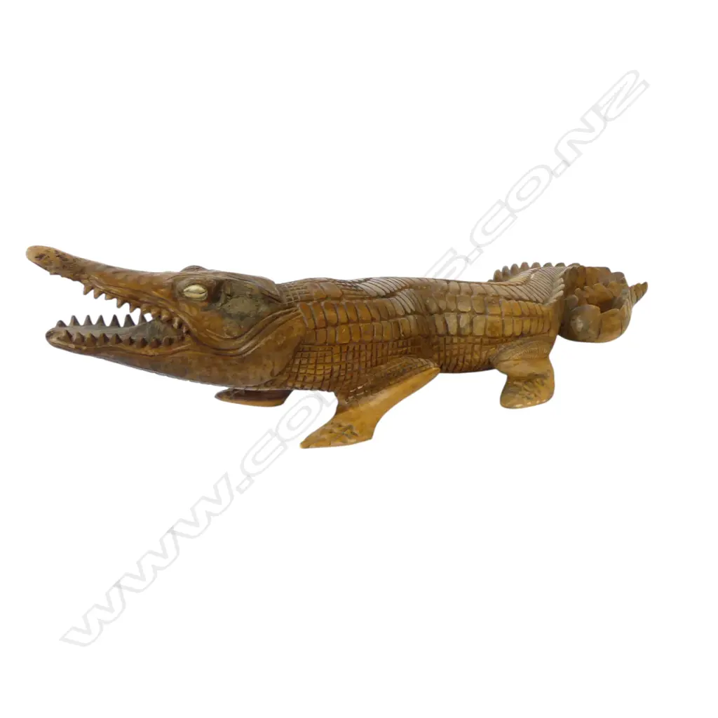 CARVED WOODEN CROCODILE L.1000mm Image 1++