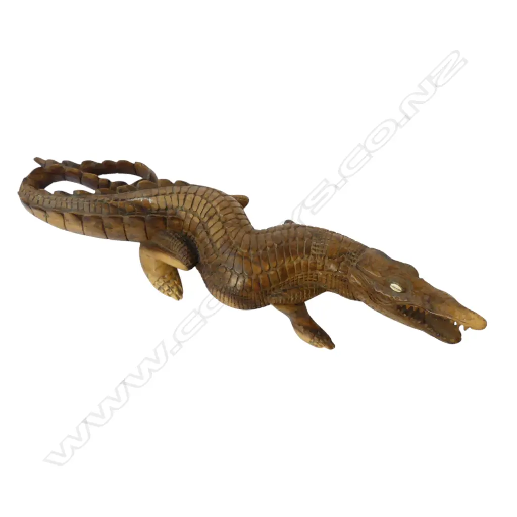 CARVED WOODEN CROCODILE L.1000mm Image 1++
