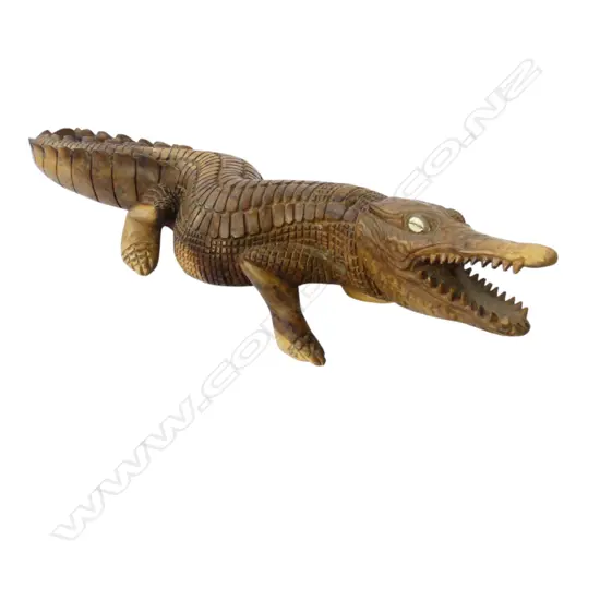 CARVED WOODEN CROCODILE L.1000mm