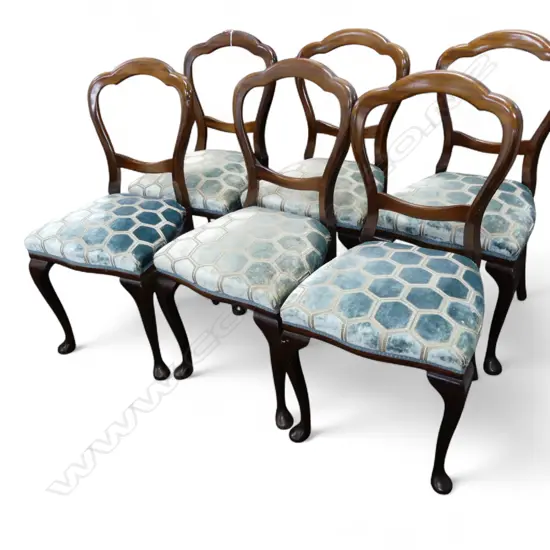 6 VICTORIAN STYLE BALLOON BACK DINING CHAIRS