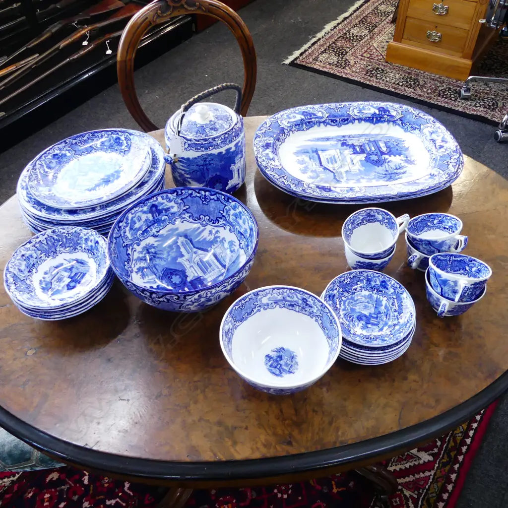 GEORGE JONES & SONS ABBEY 1790 DINNER CHINA INCLUDING BISCUIT BARREL, ASHETTES (SOME FAULTS) Image 1++