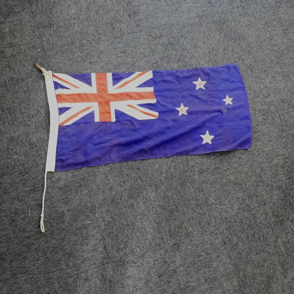 EARLY 20thC NZ FLAG stitched construction labelled 'Made by Hutcheson, Wilson Co. Ltd. Auckland. Wellington' 980 x 470m  Image 1++