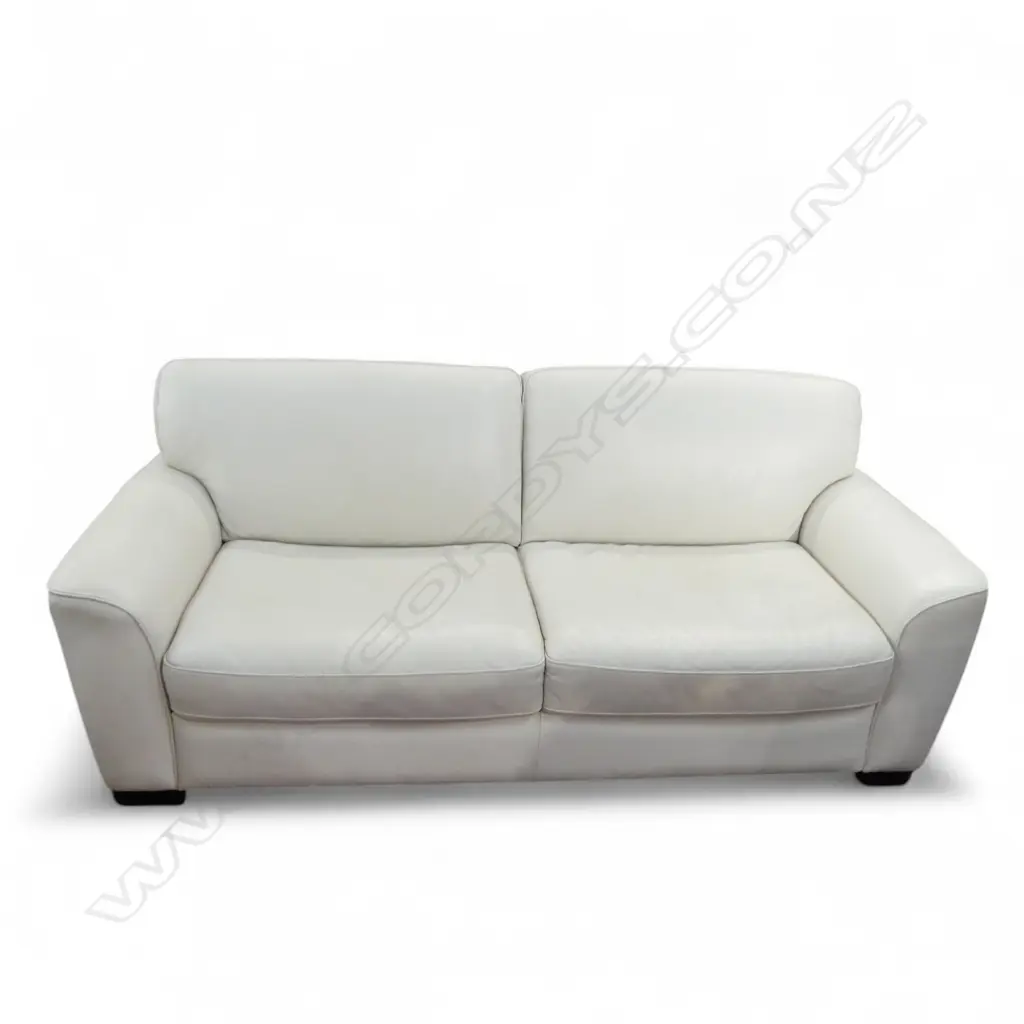 OFF WHITE LEATHER SOFA & ARMCHAIR EX FREEDOM 2100x900x820mm Image 1++