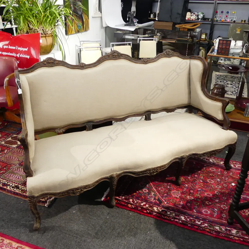 FRENCH STYLE SOFA, LINEN UPHOLSTERY 1850x800x1050mm... Image 1++