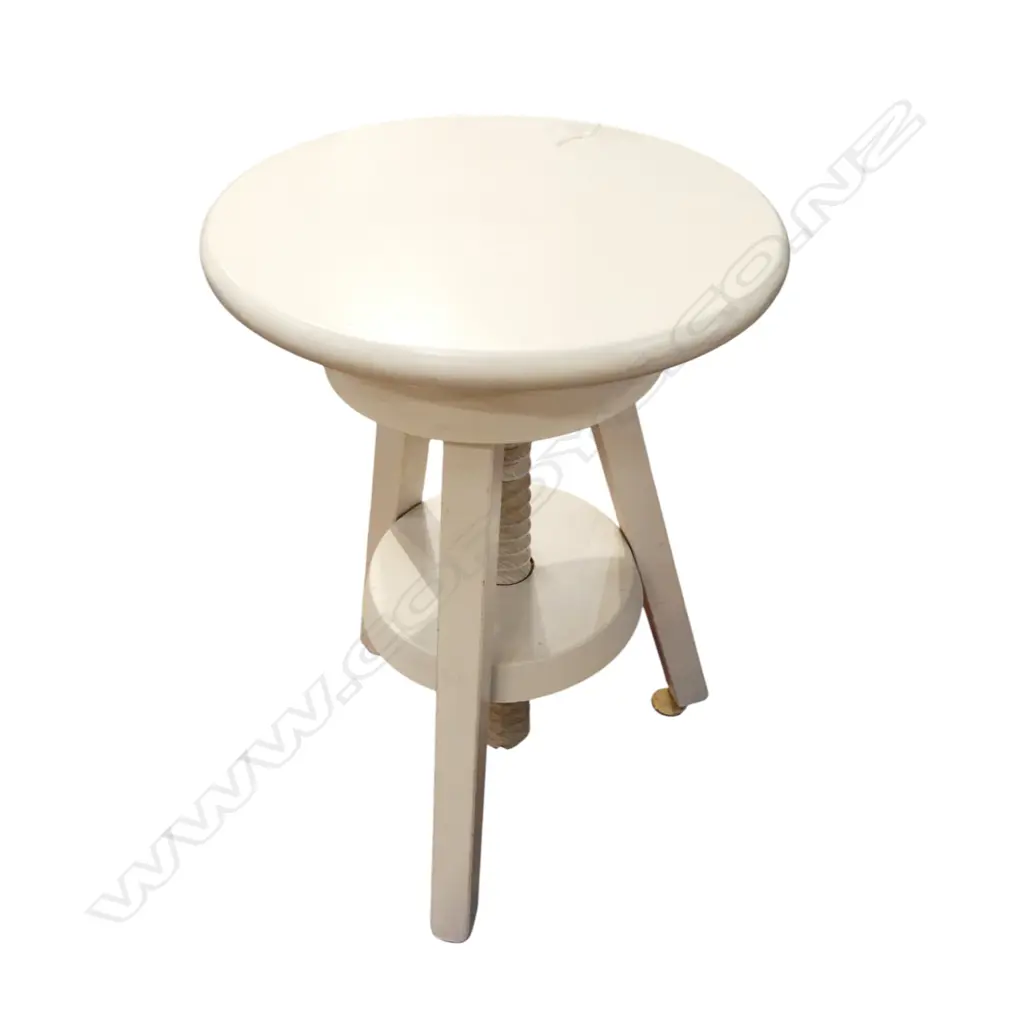 WHITE PAINTED WOODEN STOOL H.450mm (ADJUSTABLE) Image 1++