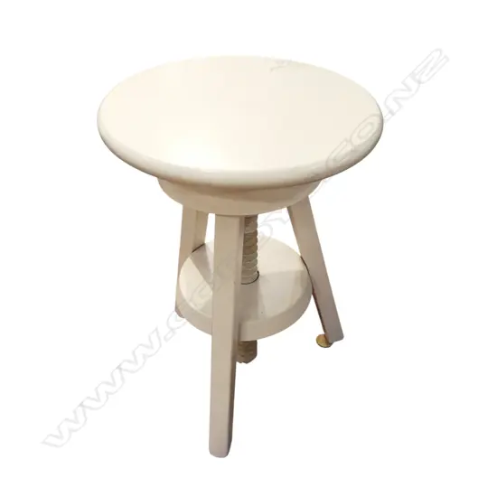 WHITE PAINTED WOODEN STOOL H.450mm (ADJUSTABLE)