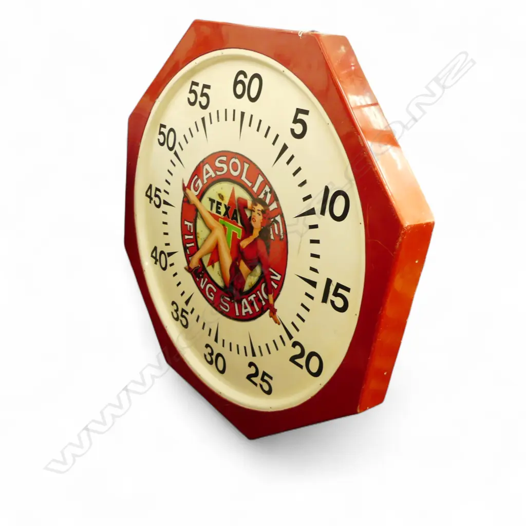 LARGE FIBREGLASS PLAQUE as a LARGE 'TEXAS GASOLINE FILLING STATION' CLOCK 1200 x 1200mm Image 1++