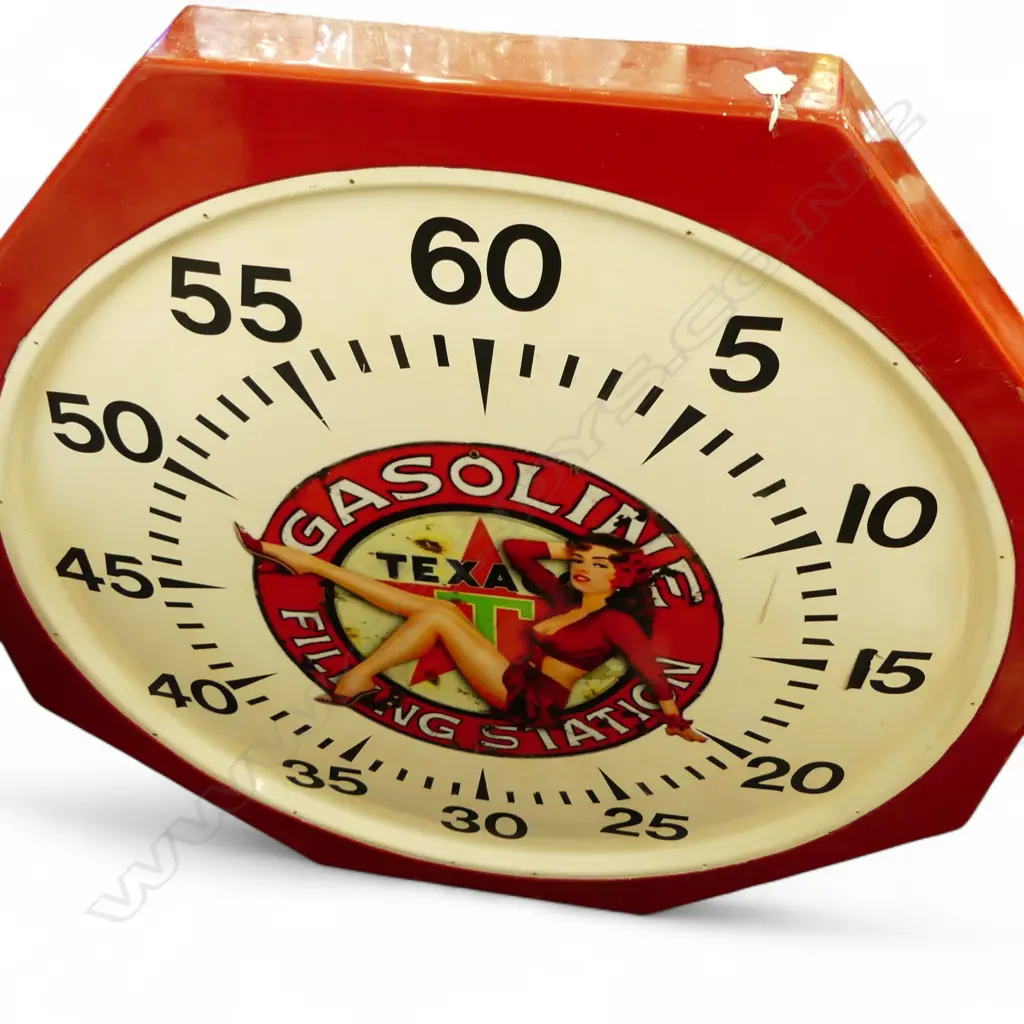LARGE FIBREGLASS PLAQUE as a LARGE 'TEXAS GASOLINE FILLING STATION' CLOCK 1200 x 1200mm Image 1++