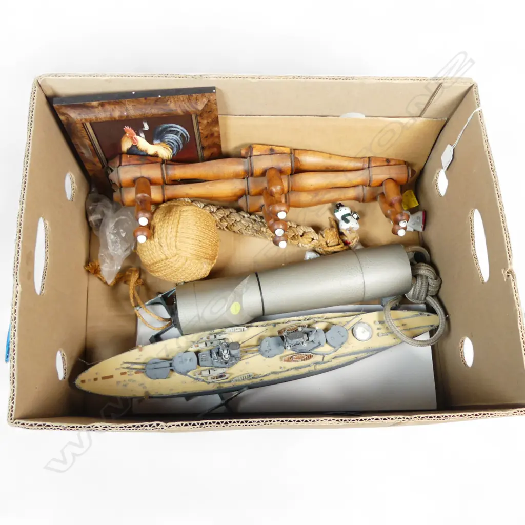 BOX LOT MONOCULAR HAT RACK MODEL SHIP ETC Image 1++