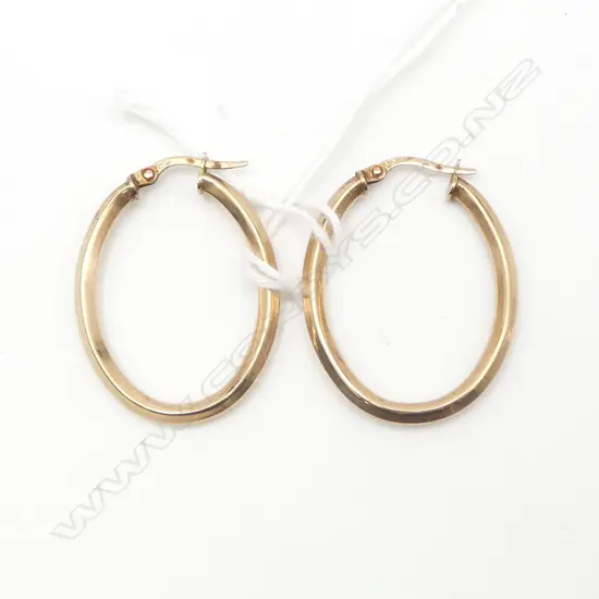 PR 9CT OVAL HOOP EARRINGS 30x25mm 1.6gms