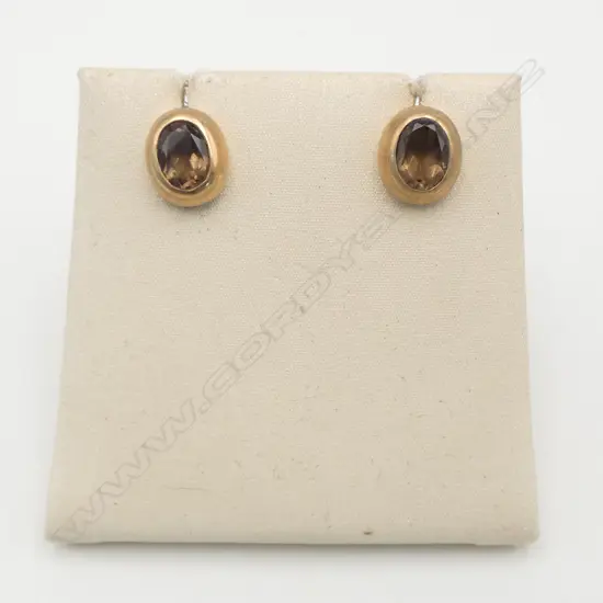PR 9CT SMOKY QUARTZ EARRINGS, 3.0gms