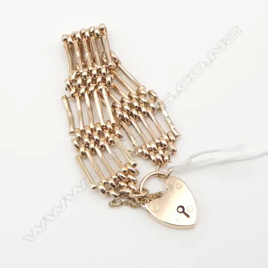 9CT  ROSE GOLD GATE BRACELET 21.75gms (old repairs)