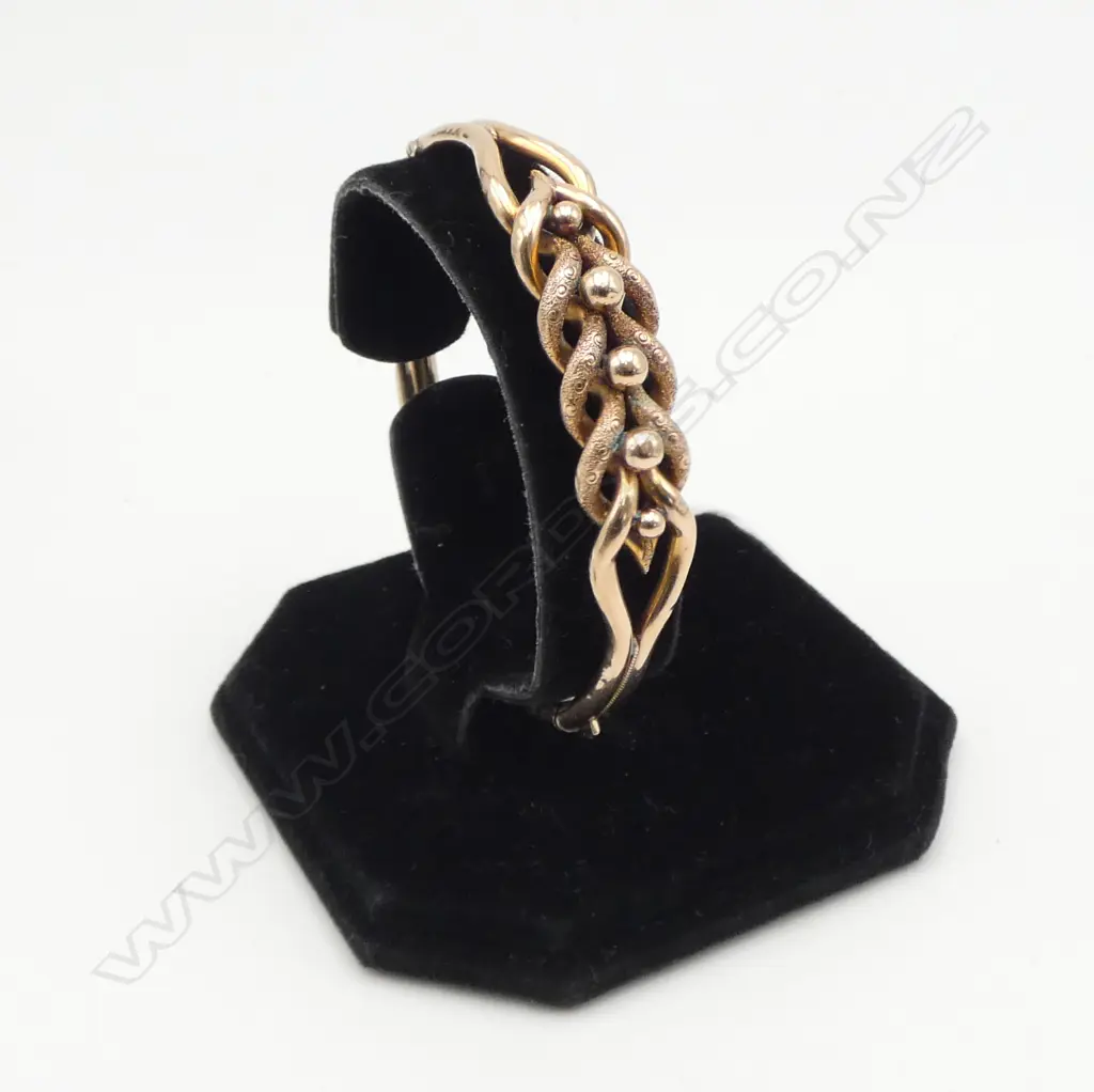 9CT GOLD HINGED BANGLE  (old dents) 9.32gms Image 1++