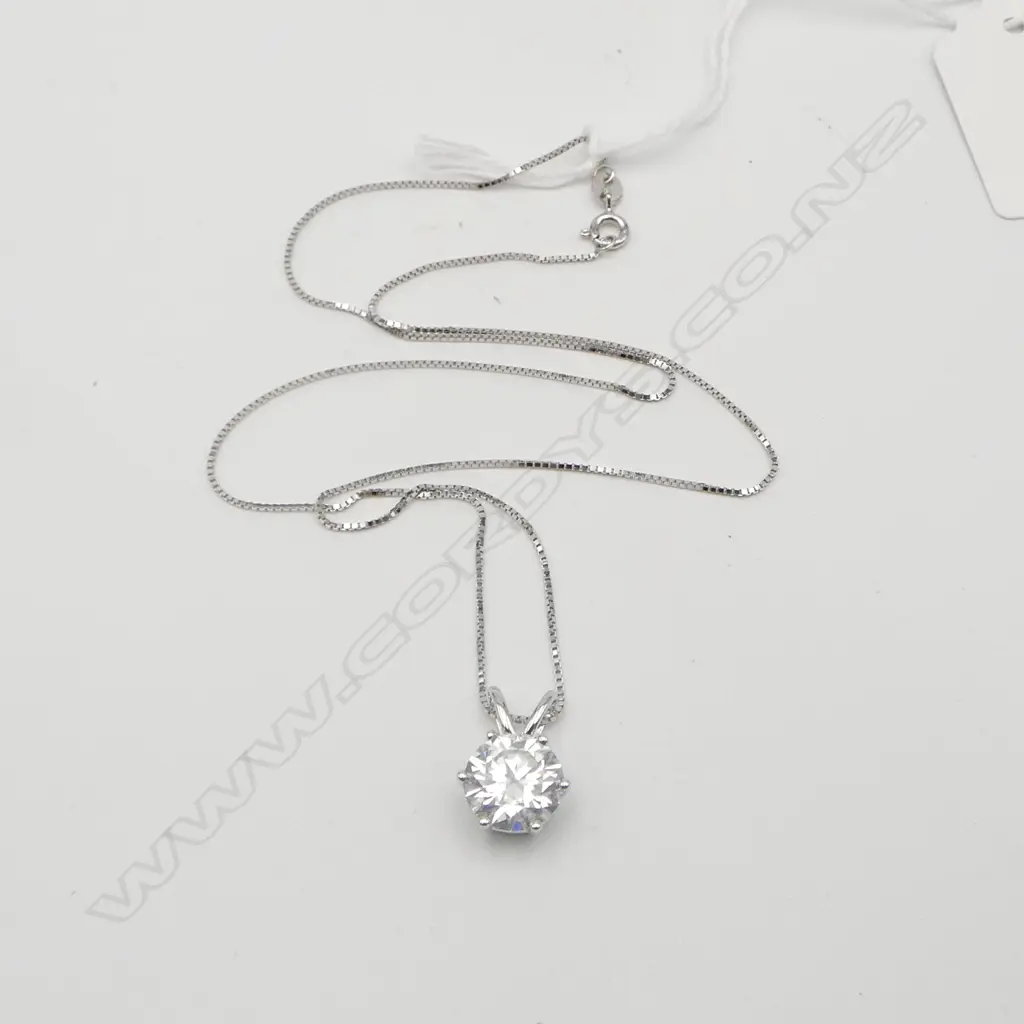 SILVER SET 3ct MOISSANITE PENDANT on SILVER CHAIN Image 1++