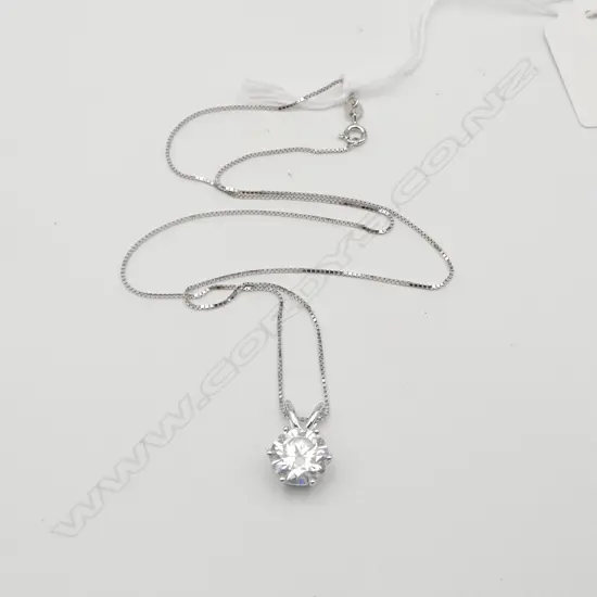 SILVER SET 3ct MOISSANITE PENDANT on SILVER CHAIN