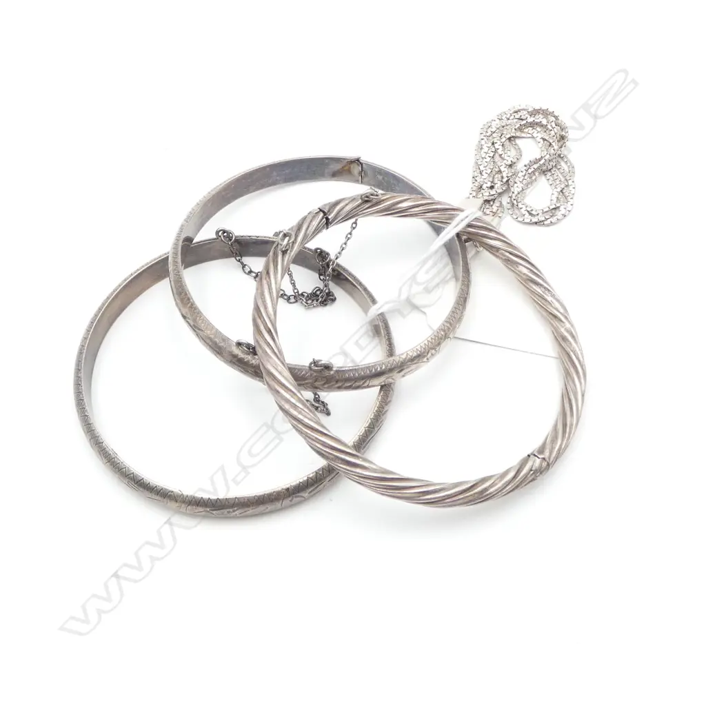3 STG SILVER BANGLES + STG SILVER BRACELET  Image 1++