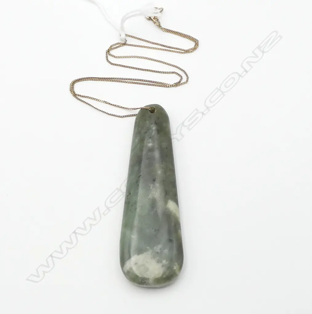 POUNAMU PENDANT, PALE TONES, L.75mm SILVER 925 CHAIN Image 1++