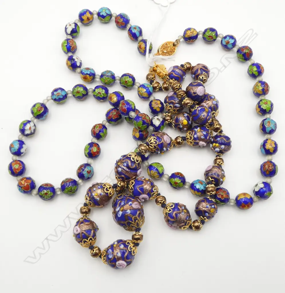 2 CLOISONNE BEAD NECKLACES Image 1++