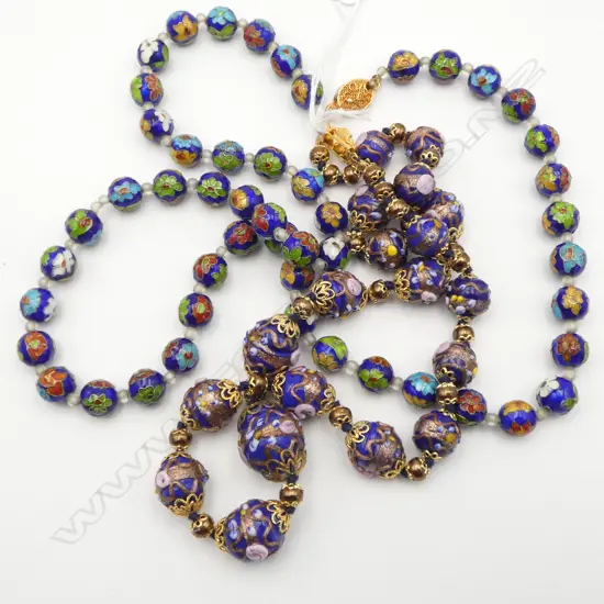 2 CLOISONNE BEAD NECKLACES