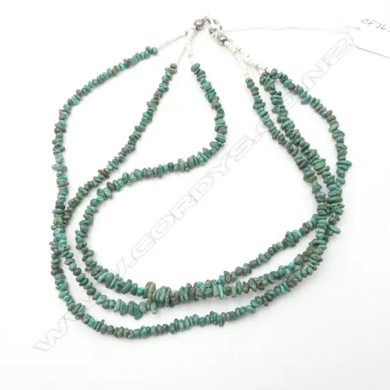 3 STRAND TURQUOISE CHIP NECKLACE