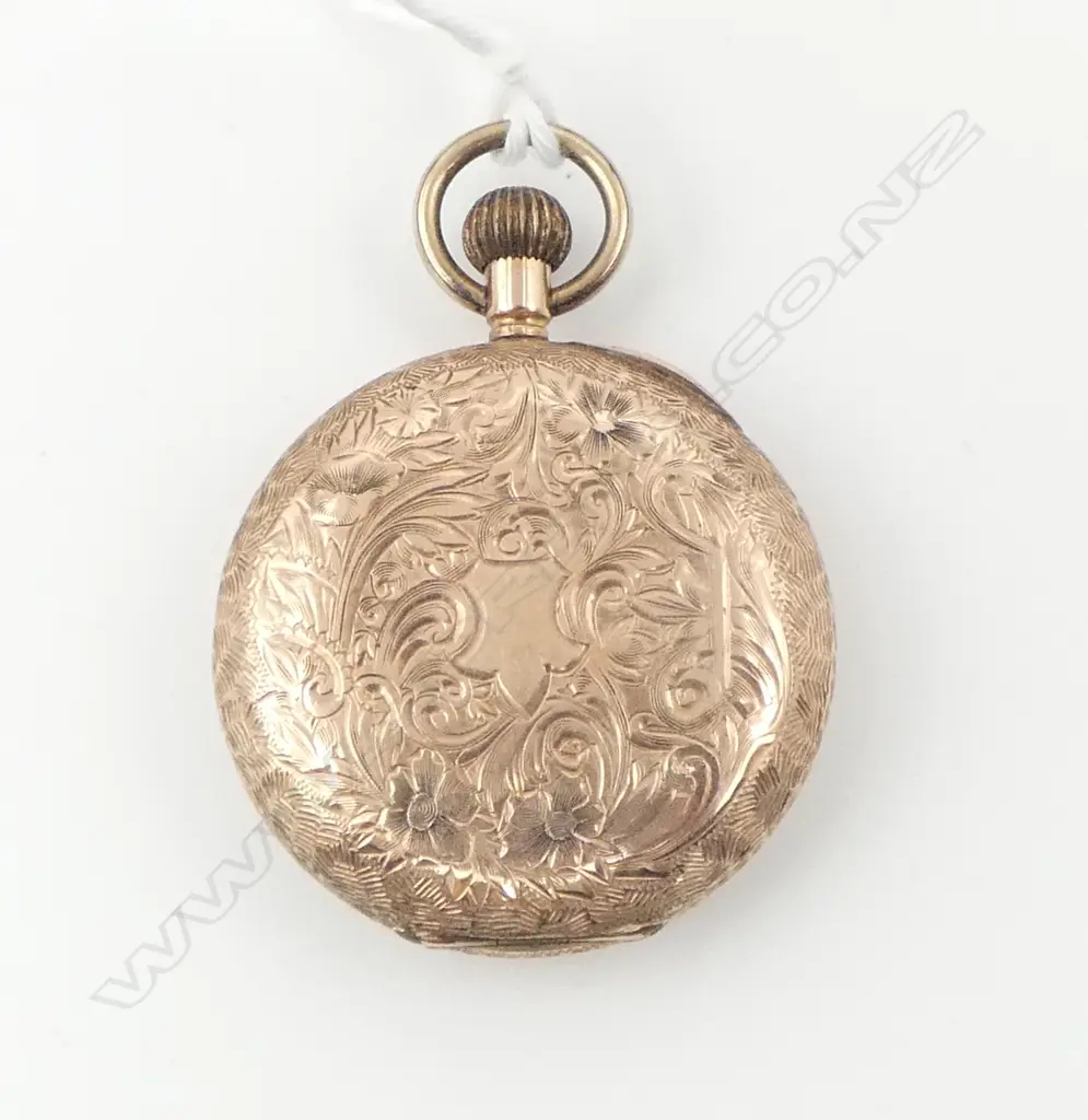 9ct LADIES OPEN FACE POCKET WATCH c.1900. Not working. 22gms Image 1++