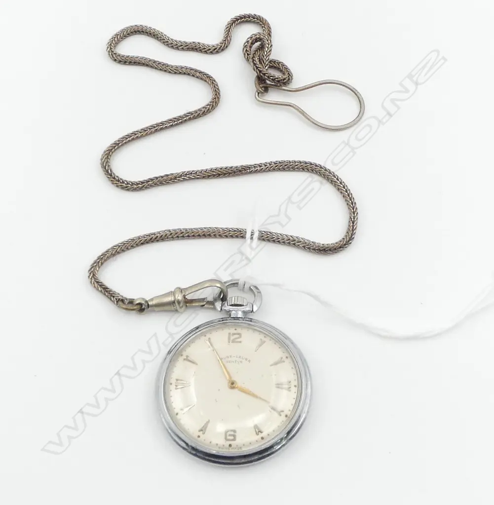 FAVRE-LEUBA GENEVE GENT'S PLATED POCKET WATCH open face. Running. WITH CHAIN Image 1++