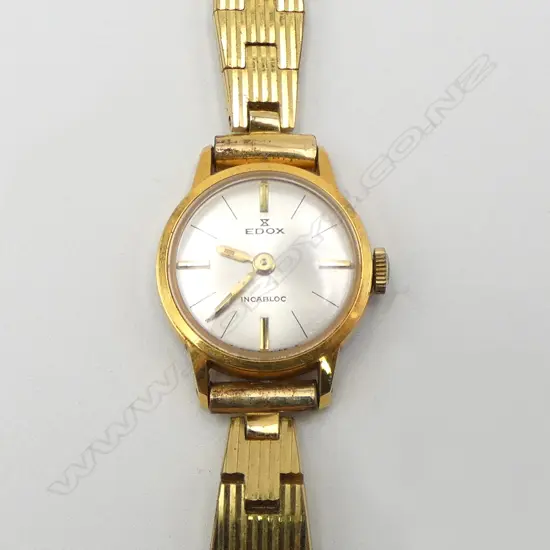 VINTAGE EDOX LADIES WRISTWATCH, SWISS MADE, ORIGINAL BOX, EXTRA LINKS 