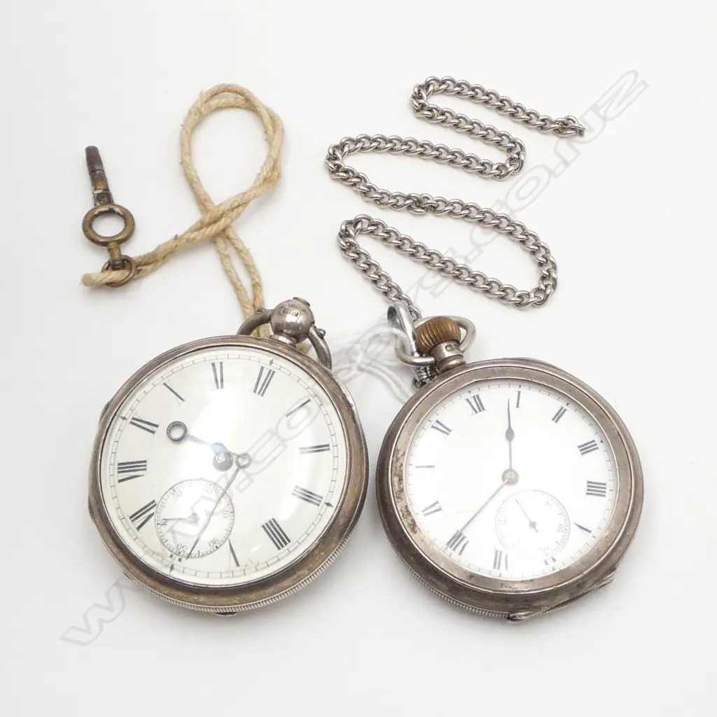2 SILVER POCKET WATCHES: 1 FUSEE movement running. Hands loose Image 1++