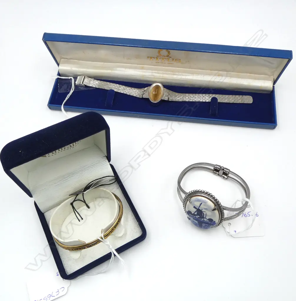 DELFT BANGLE/TOLEDO DAMASCENE BANGLE/TITUS WRIST WATCH Image 1++