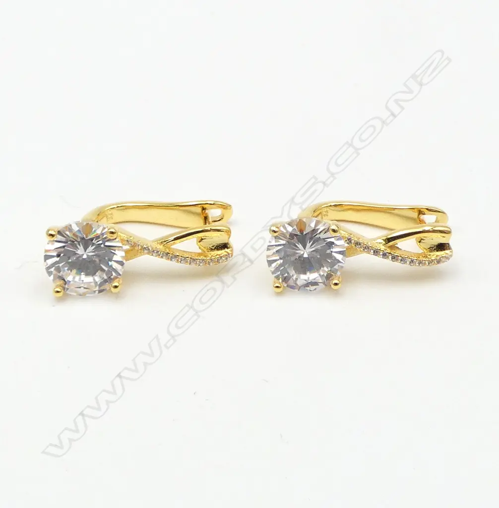 PR LEVER BACK MOISSANITE STUD EARRINGS, 2ct ea, (GRA cert.) Image 1++