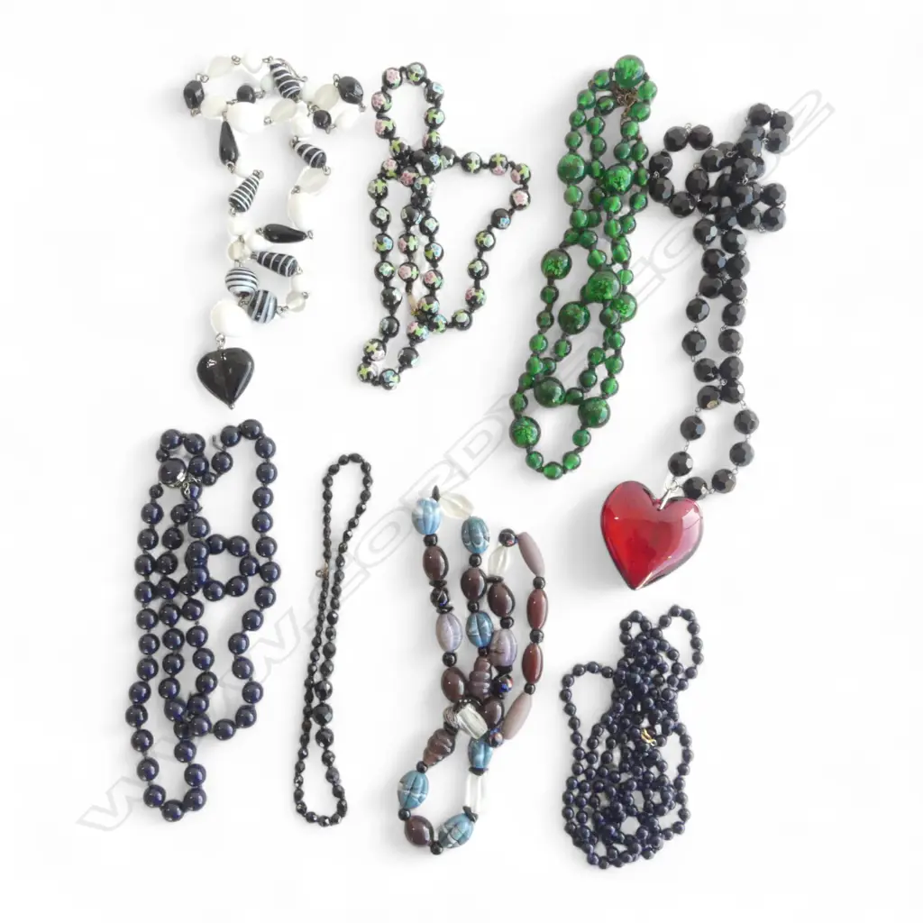 8 BEAD NECKLACES, GLASS ETC Image 1++